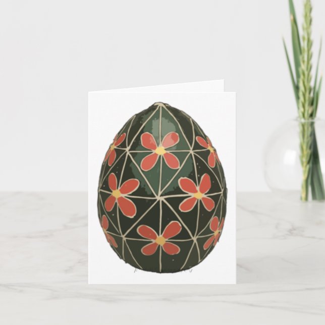 Ukrainskt Påskägg med Blommigt Motif Sticker Kort (Framsida)