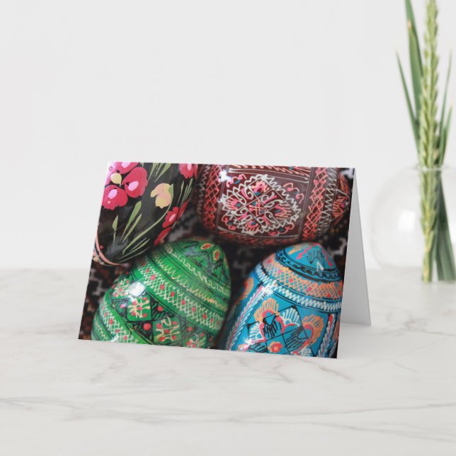 Ukrainskt pysanky - påskägg helgkort (Framsida)