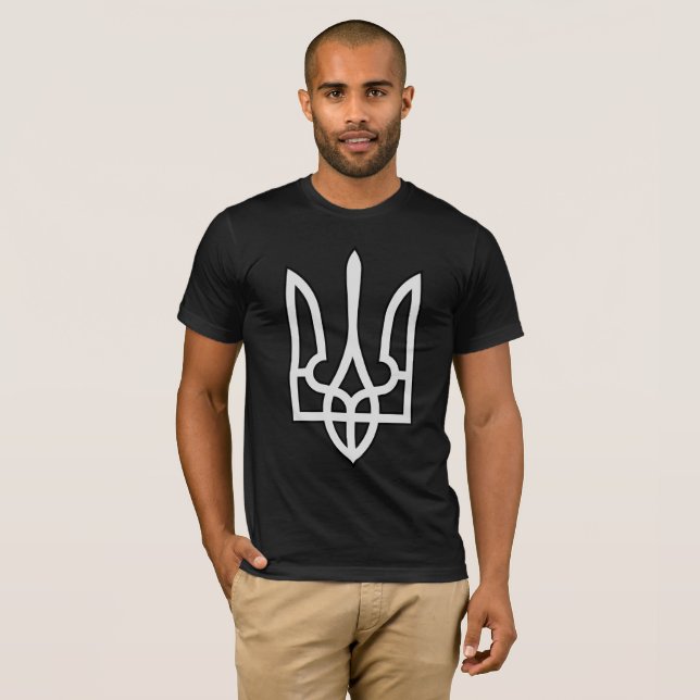 Ukrainskt silver Tryzub T-shirt (Hel framsida)