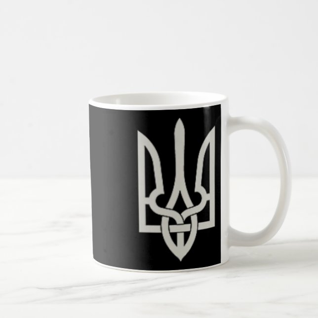 Ukrainskt Trident-emblem Rädda Ukraina Motstå Slav Kaffemugg (Höger)