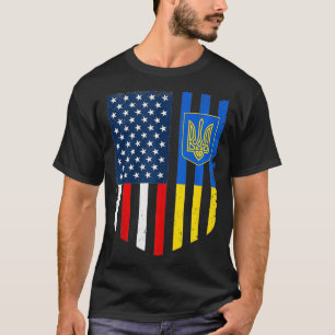 Ukrainukrainsk amerikansk Flagga Ukraina USA Shiel T Shirt