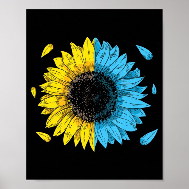 Ukrainukrainska Flagga Symbol Tryzub Kärlek Suppor Poster (Framsidan)