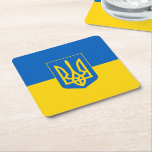 Ukrainukrainska flagga underlägg papper kvadrat
