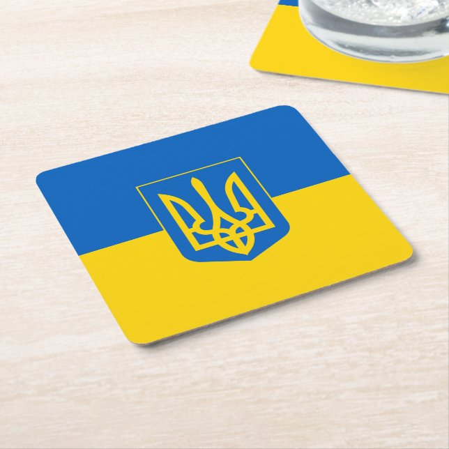 Ukrainukrainska flagga underlägg papper kvadrat (Vinklad)