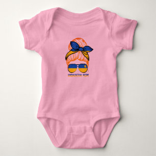 Ukrainukrainska Mamma Ukraina Flagga Messy Bun Mam T Shirt