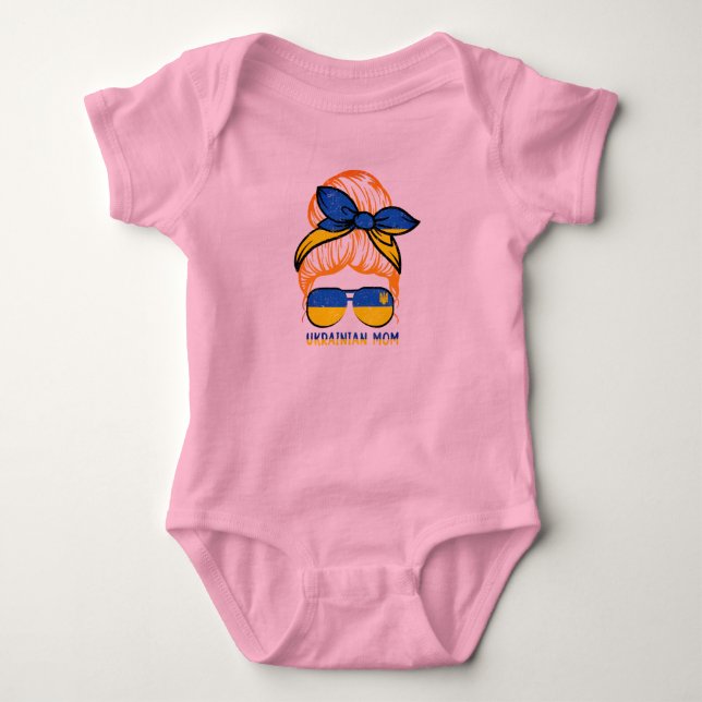 Ukrainukrainska Mamma Ukraina Flagga Messy Bun Mam T Shirt (Framsida)