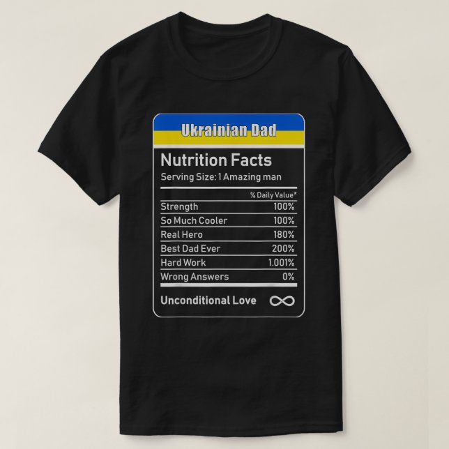 Ukrainukrainska Pappa Nutrition Facts Fars dag Gif T Shirt (Design framsida)
