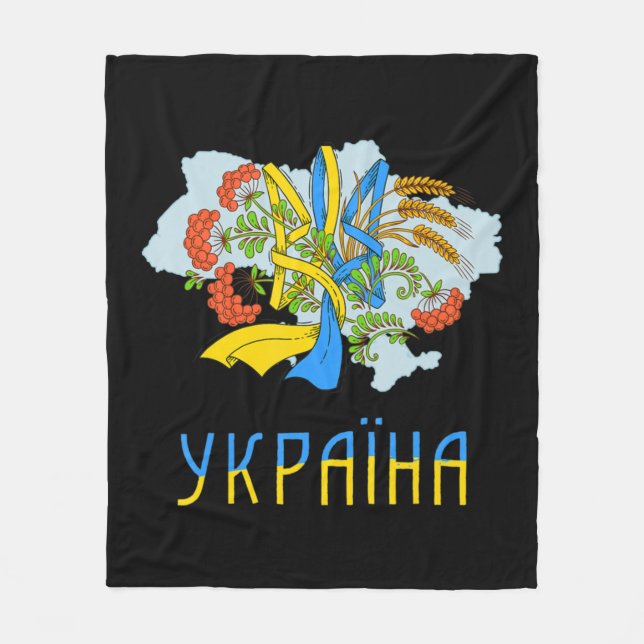 Ukrainukrainska Trident Kärlek Ukraina Flagga Tryz Fleecefilt (Framsidan)
