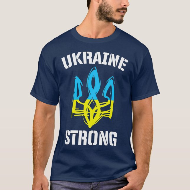 Ukrainukrainska Trident National Team Strong Ukrai T Shirt (Framsida)