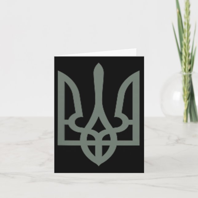 Ukrainukrainska Trident Symbol Tryzub Emblem Kort (Framsida)