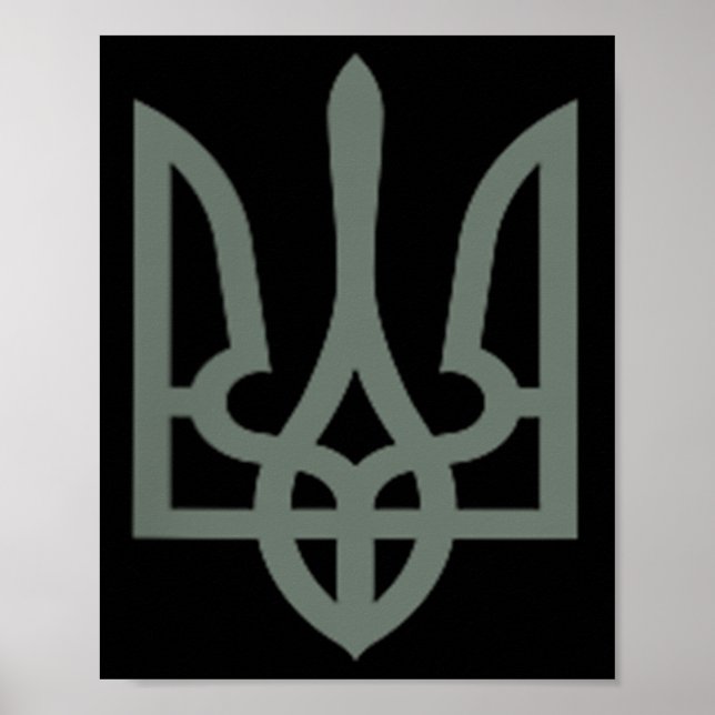 Ukrainukrainska Trident Symbol Tryzub Emblem Poster (Framsidan)