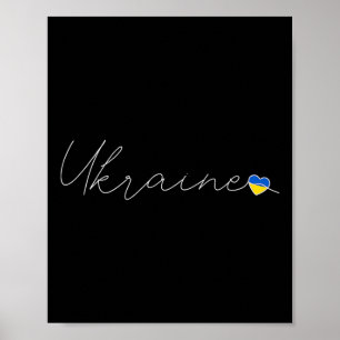 Ukrajina Enkel kärlek Ukrainsk flagga Hjärta på Uk Poster