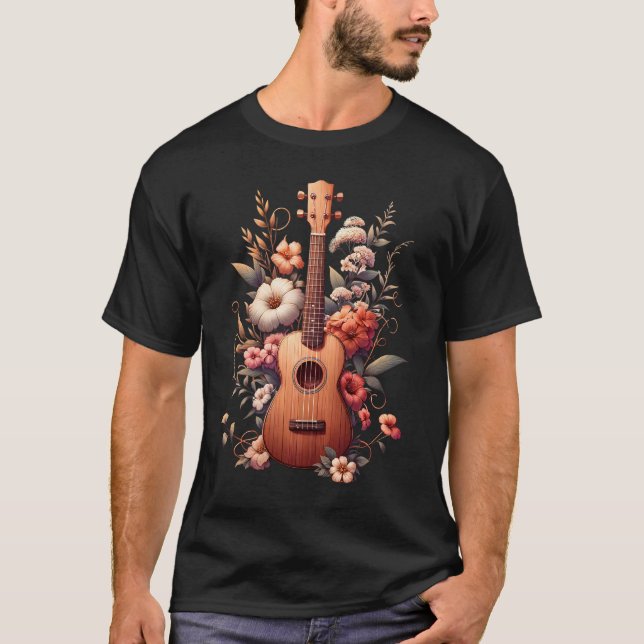 Ukulele Aesthetic Blommigt Ukulelist Ukulele T Shirt (Framsida)
