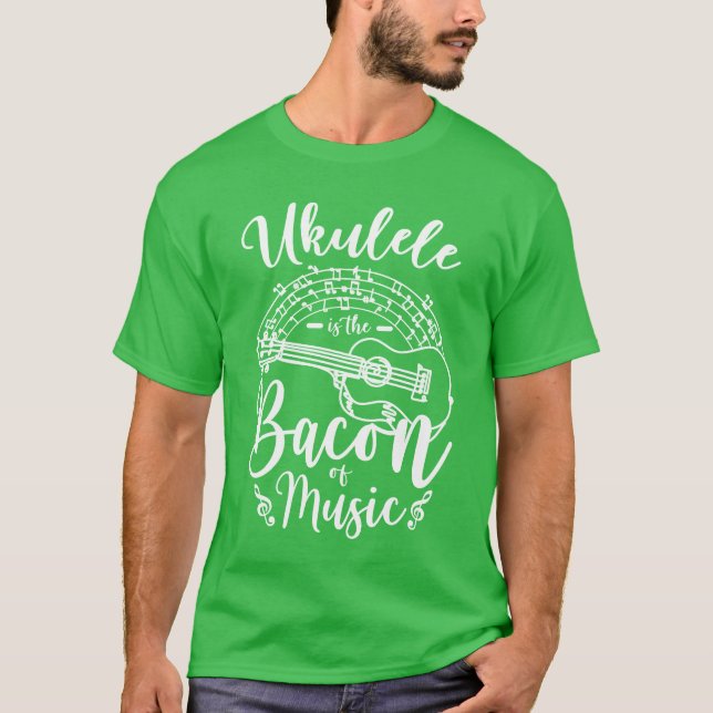 Ukulele är bacon of Music retro T Shirt (Framsida)
