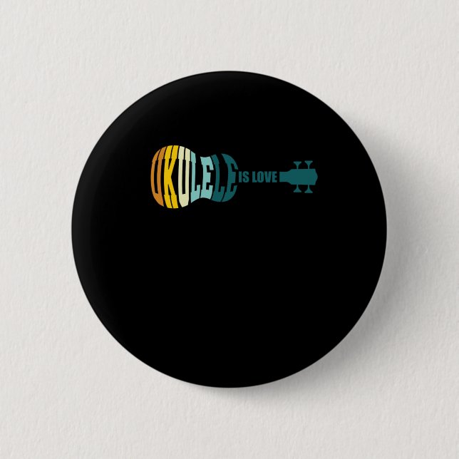 Ukulele är Kärlek Uke Guitar Acoustic Music Gift Knapp (Framsida)