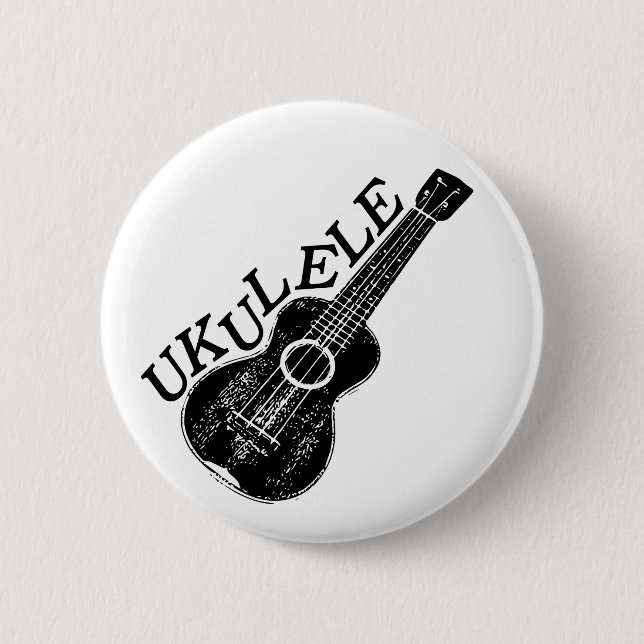 Ukulele Black and White Text and Image Knapp (Framsida)