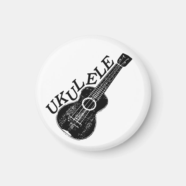 Ukulele Black and White Text and Image Magnet (Framsidan)