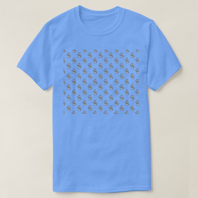 Ukulele Cat Mönster T Shirt (Design framsida)