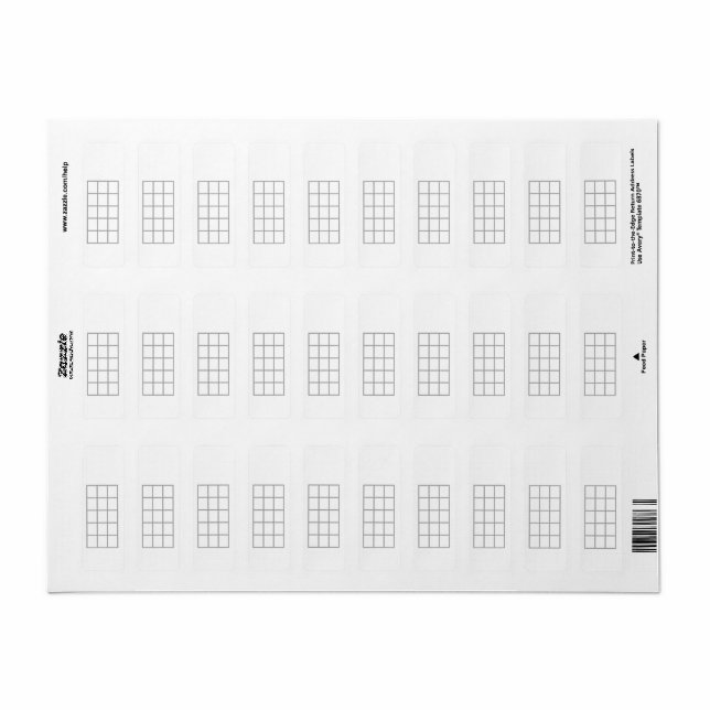 Ukulele Chord Chart 5-Fret Grått Template Stickers Returadress Etikett (Helt Ark)