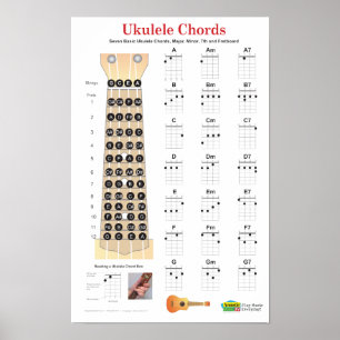Ukulele Chords Finger Chart och Fretboard Poster