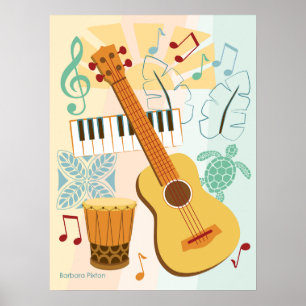 Ukulele Collage Poster