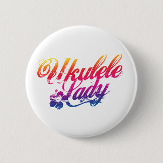 Ukulele Dam Button Badge Rosa Knapp