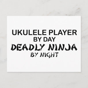 Ukulele Deadly Ninja by Night Vykort