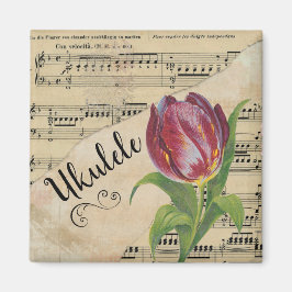 Ukulele Elegant Tulip Vintage Lakan Music Magnet