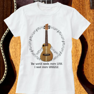 Ukulele Fredstecken World Needs Kärlek T-Shirt
