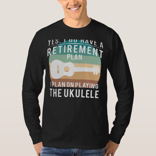 Ukulele-ful Pension-Serenat: Funny T-Shirt Des (Framsida)