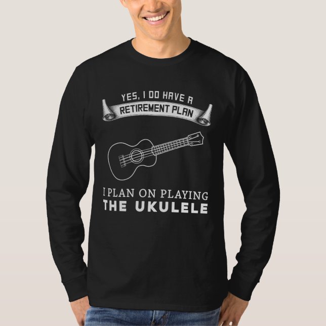 Ukulele-ful Pension-Serenat: Funny T-Shirt Des (Framsida)