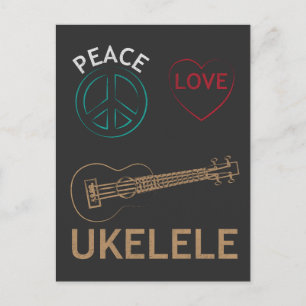 Ukulele Gift-Peace Kärlek Ukelele Uke Kärlek Vykort