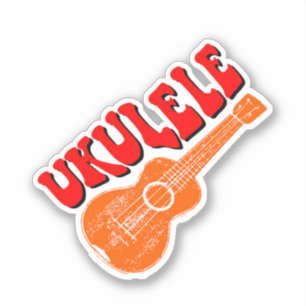 Ukulele Groovy Text Art Klistermärken