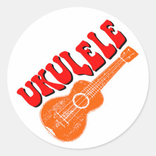 Ukulele Groovy Text Art Runt Klistermärke
