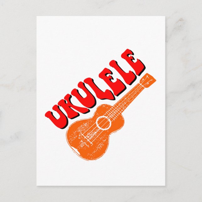 Ukulele Groovy Text Art Vykort (Framsida)