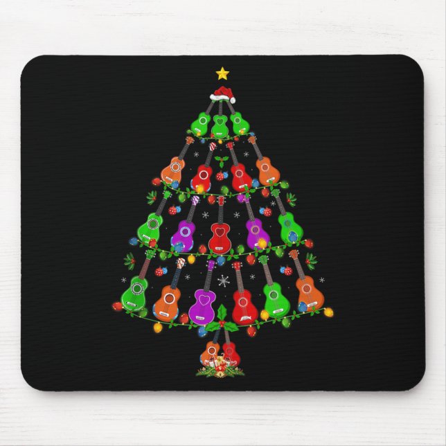 Ukulele Guitar Christmas Tree Funny Music Lover Mu Musmatta (Framsidan)