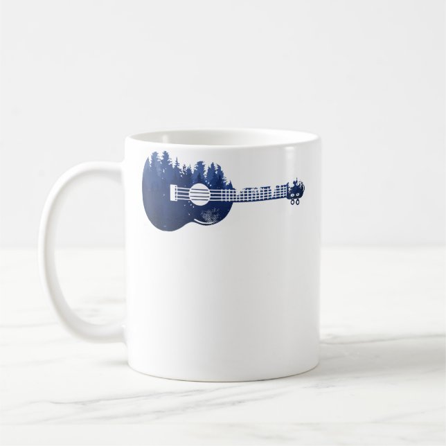 Ukulele Guitar Forest Silhouette Landscape Trees M Kaffemugg (Vänster)