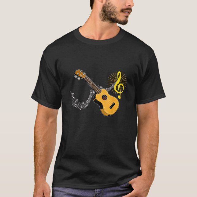 Ukulele Hawaii Tropical Music Note Gif Ukulele Pla T Shirt (Framsida)