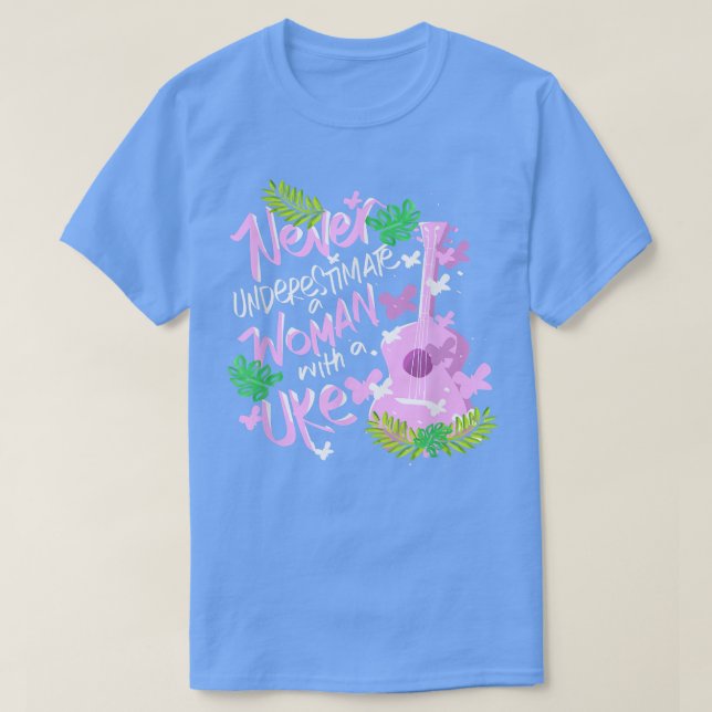 Ukulele Hawaii Tropical Music Player Woman Girls 3 T Shirt (Design framsida)