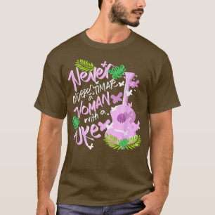 Ukulele Hawaii Tropical Music Player Woman Girls T Shirt