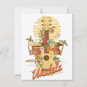 Ukulele - Hawaiis sommarminnesmärken Julkort