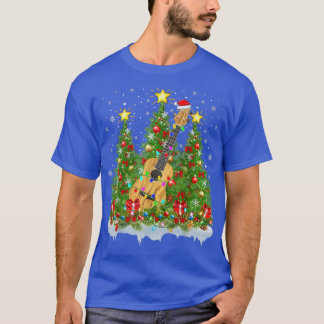 Ukulele Julafton Ljus Santa Ukulele Julgran T Shirt
