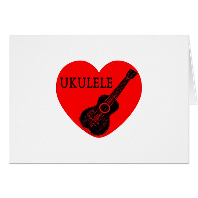 Ukulele Kärlek Hälsningskort (Framsidan Horizontal)