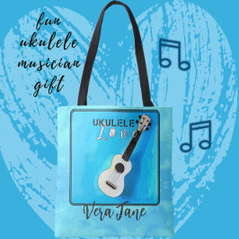 Ukulele Kärlek i Söt Shades of Blue Tygkasse