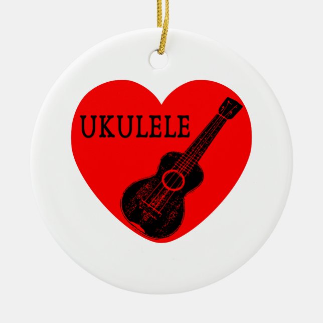 Ukulele Kärlek Julgransprydnad Keramik (Framsidan)
