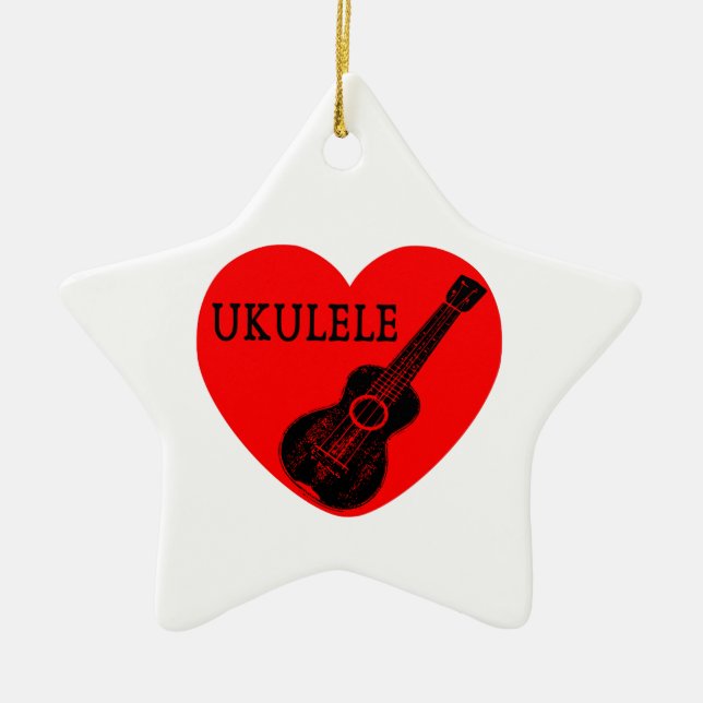 Ukulele Kärlek Julgransprydnad Keramik (Framsidan)