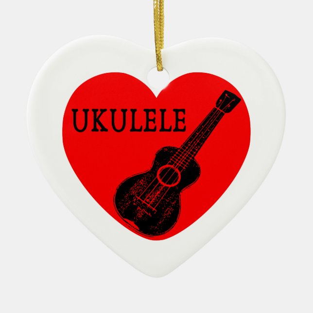 Ukulele Kärlek Julgransprydnad Keramik (Framsidan)