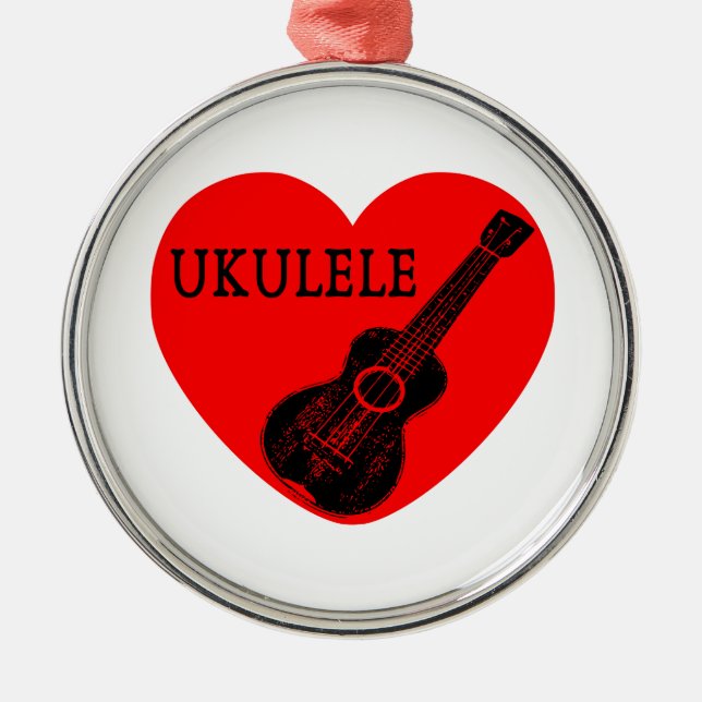 Ukulele Kärlek Julgransprydnad Metall (Framsidan)