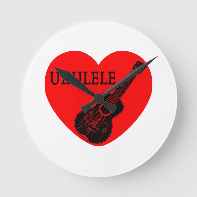 Ukulele Kärlek Rund Klocka (Framsida)