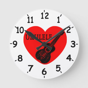 Ukulele Kärlek Rund Klocka